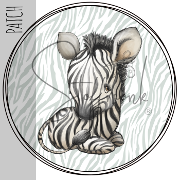 Patch / Aufnäher  - Aquarell Baby Zebra - Größe wählbar -