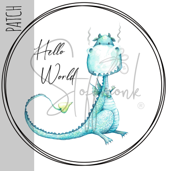 Patch / Aufnäher - Dino (Blau) - Größe wählbar -