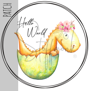 Patch / Aufnäher - Dino (Orange) - Größe wählbar -