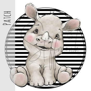 Patch / Aufnäher  - Streifen schwarz weiß - Nashorn
