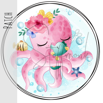 Patch / Aufnäher  - Krake pink