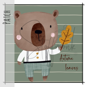 Patch / Aufnäher  - Bär Autumn Leaves - eckig