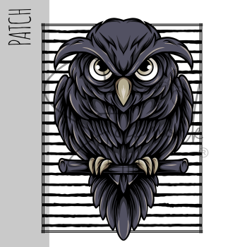 Patch / Aufnäher  - Eule Streifen - Hochkant