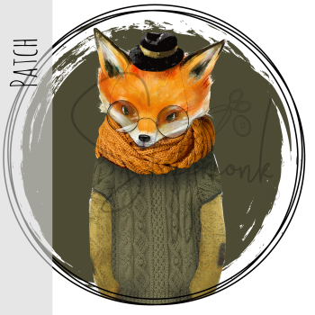 Patch / Aufnäher  - Winter FOX - Armygrün dunkel