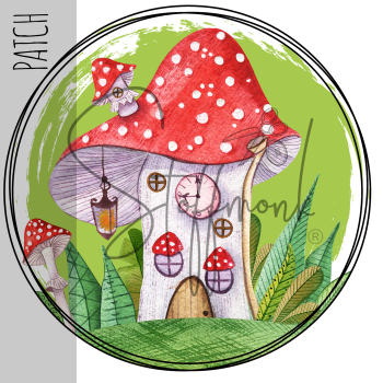 Patch / Aufnäher  - Pilzhäuschen - grün -