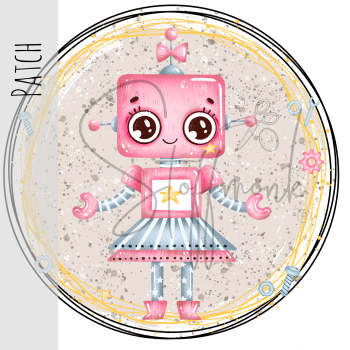 Patch / Aufnäher  - Roboter rosa