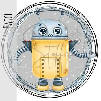 Patch / Aufnäher  - Roboter 2 - Grau -