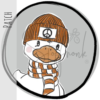 Patch / Aufnäher  - "Winterblümchen" - Kopf -  Grau