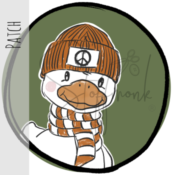 Patch / Aufnäher  - "Winterblümchen" - Kopf -  Armygrün