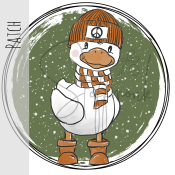 Patch / Aufnäher  - "Winterblümchen" - stehend -  Armygrün