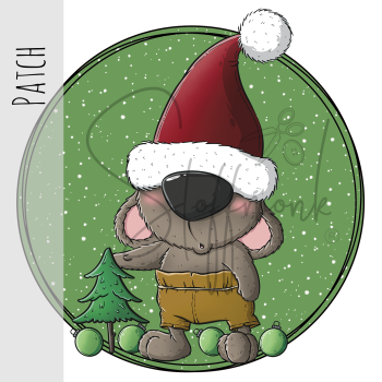 Patch / Aufnäher  - Weihnachtsbär - Grün