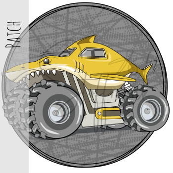 Patch / Aufnäher  - Monstertruck HAI - Gelb