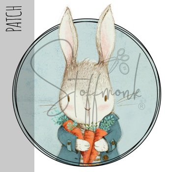 Patch / Aufnäher  - Hase mit Karotten - Blau