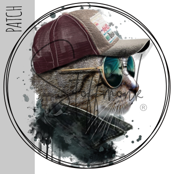 Patch / Aufnäher  - "Katze mit Cap" - Farbig