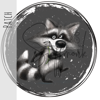 Patch / Aufnäher  - Waschbär - Dunkelgrau