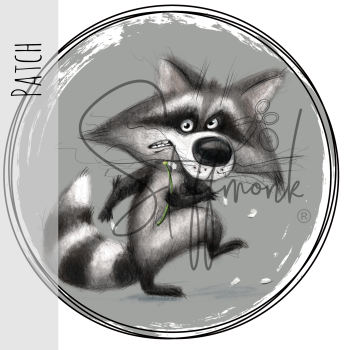 Patch / Aufnäher  - Waschbär - Hellgrau