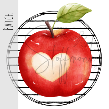 Patch / Aufnäher  - Apfel Herz - Rund