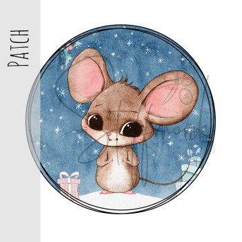 Patch / Aufnäher  - Winter Maus