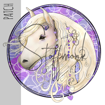 Patch / Aufnäher  - Pferd Lila Töne