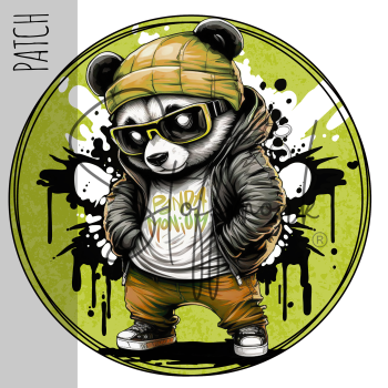 Patch / Aufnäher  - Panda Fred - Grün