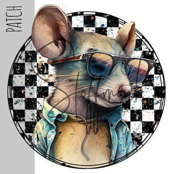 Patch / Aufnäher  - Cool Mouse - Karo