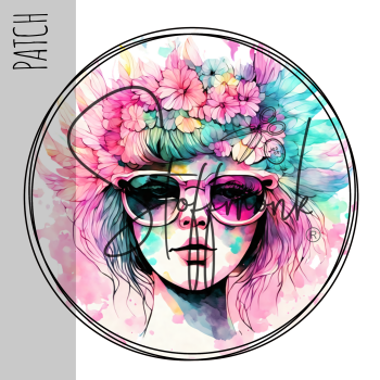 Patch / Aufnäher  - "Blumenmädchen" - Rund