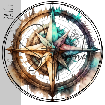 Patch / Aufnäher  - "Kompass" - Rund