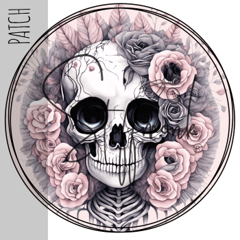 Patch / Aufnäher  - "Skull rosa" - Rund