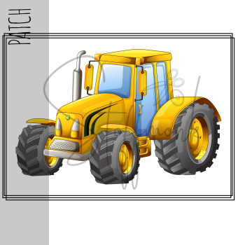 Patch / Aufnäher  - Traktor gelb Rechteck - Größe wählbar -