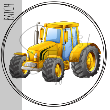 Patch / Aufnäher  - Traktor gelb Kreis - Größe wählbar -