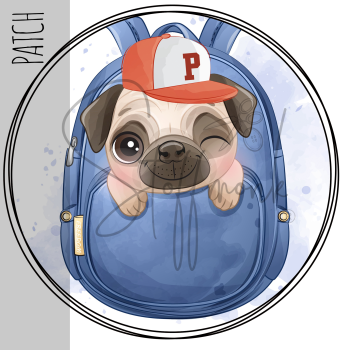 Patch / Aufnäher  - Hund im Rucksack - Größe wählbar -