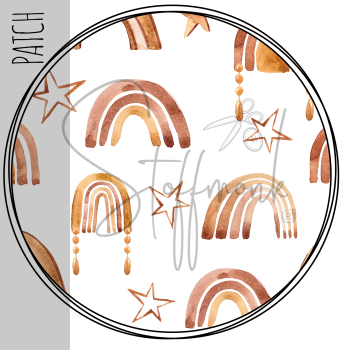 Patch / Aufnäher  - Aquarell Regenbogen mit Sternen rost - Größe wählbar -