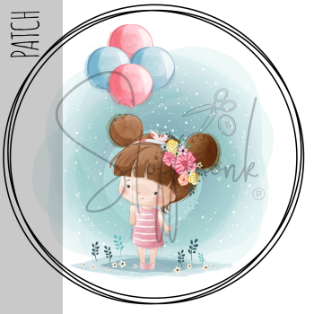 Patch / Aufnäher  - Mädchen mit Ballons - Größe wählbar -