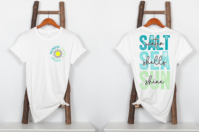 Bügelbild Set - Front & Back - "SALT water ..... - Petrol/Lime"