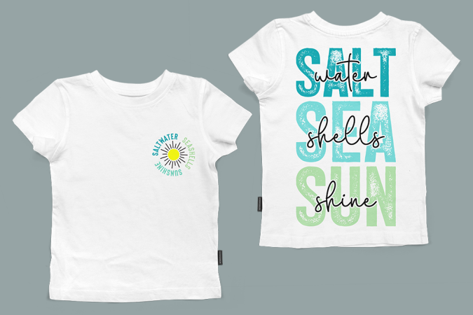 Bügelbild Set - Front & Back - "SALT water ..... - Petrol/Lime"