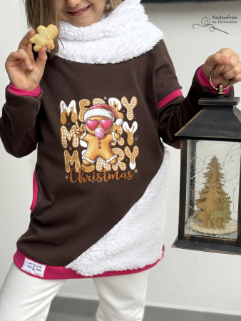 Bügelbild -  " Merry Christmas mit Lebkuchenmännchen "