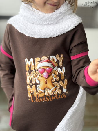 Bügelbild -  " Merry Christmas mit Lebkuchenmännchen "