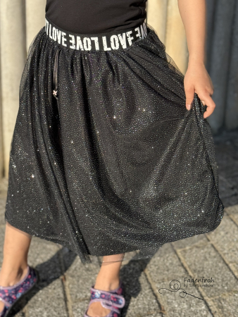 Soft Tüll - Schwarz - Glitzer Silber