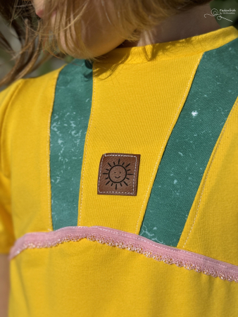 Label - Sonne MIT GESICHT - ca. 3cm x 3cm - Kunstleder ++ Farbauswahl ++