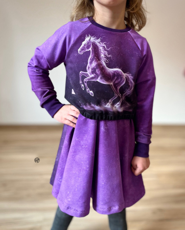 Einzel Panel " PFERD " - Grunge Verlauf - #dunkelgrau/lila - Bio French Terry