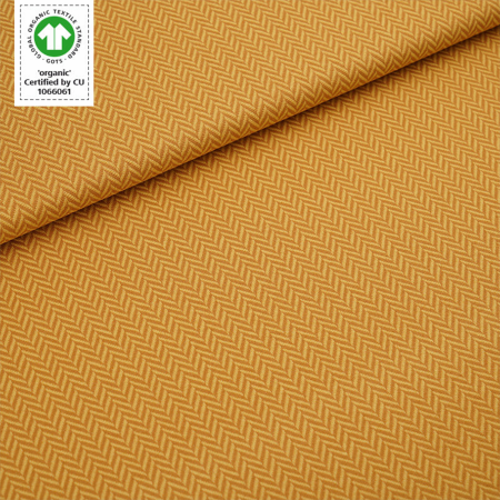 Bio-Strickjacquard von Stoffonkel Jacquard Fischgrät Senfgelb