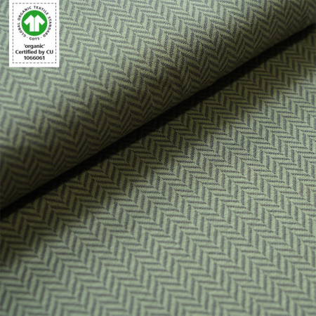 Bio-Strickjacquard von Stoffonkel Jacquard Fischgrät moos