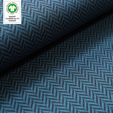 Bio-Strickjacquard von Stoffonkel Jacquard Fischgrät Petrol