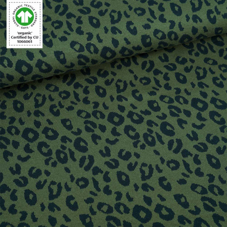 Bio-Strickjacquard von Stoffonkel Jacquard - Leo - Waldgrün