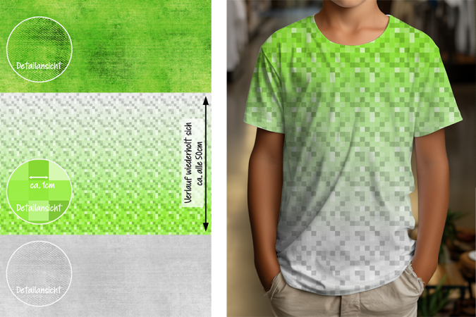 Pixel #hellgrau/grün - Bio JERSEY