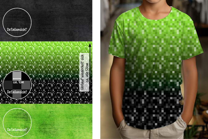Pixel #schwarz/grün - Bio JERSEY