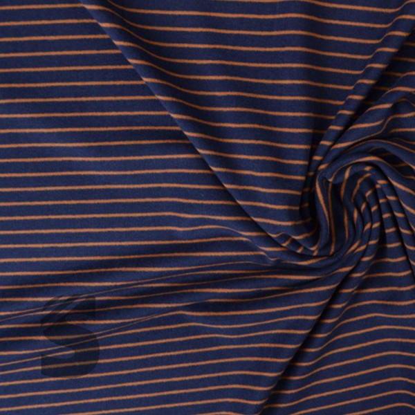 Kuschel Jersey - Streifen - # blau/rost