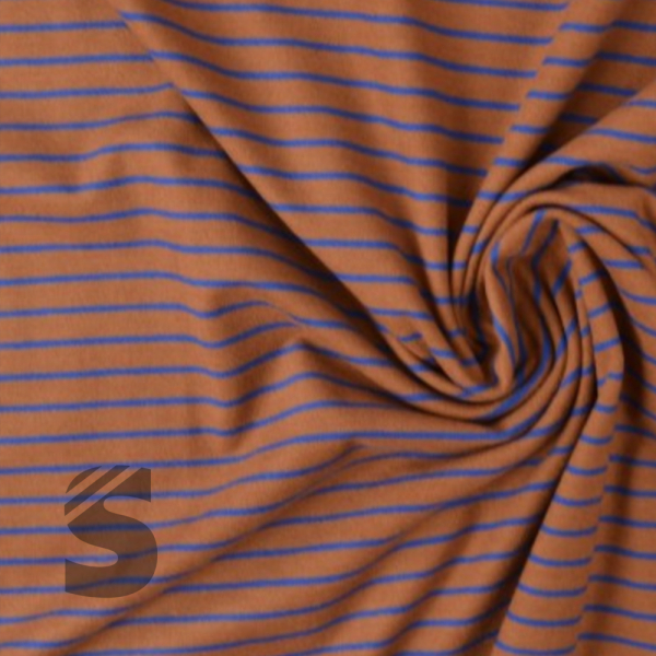 Kuschel Jersey - Streifen - # rost/blau