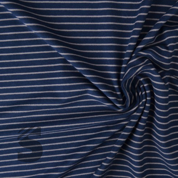 Kuschel Jersey - Streifen - # dunkelblau/hellgrau