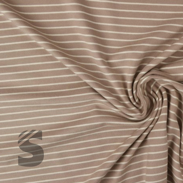 Kuschel Jersey - Streifen - # latte macchiatto